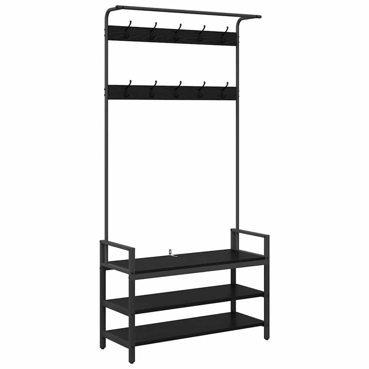 Vidaxxl porte-manteau avec étagère chêne noir 95 x 34 x 184 cm bois traité