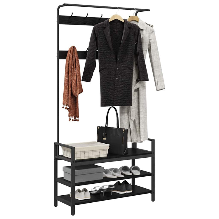 Vidaxxl porte-manteau avec étagère chêne noir 95 x 34 x 184 cm bois traité