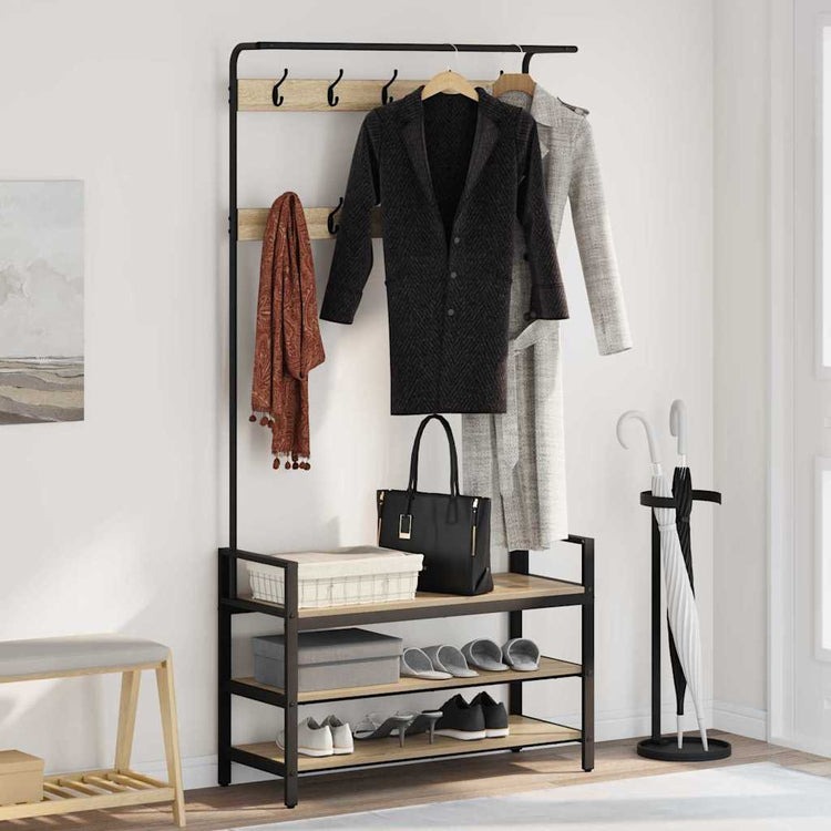 Vidaxl portemanteau avec étagère chêne sonoma 95 x 34 x 184 cm bois traité