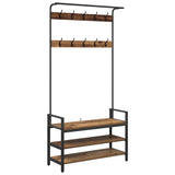 Vidaxxl porte-manteau avec étagère vieux bois 95 x 34 x 184 cm bois traité - afbeelding 2