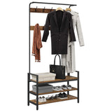 Vidaxxl porte-manteau avec étagère vieux bois 95 x 34 x 184 cm bois traité - afbeelding 3