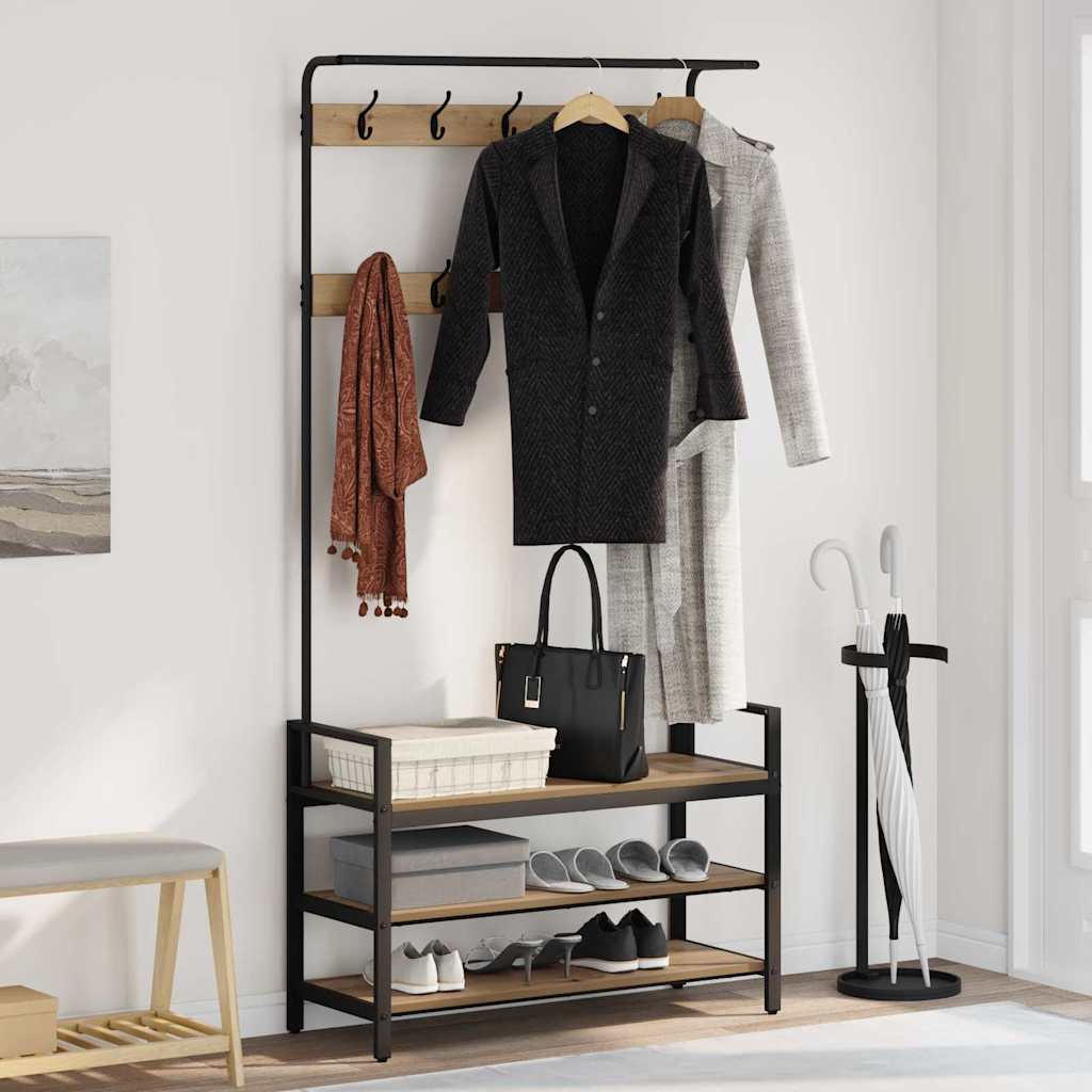 VidaXL porte-manteau avec étagère chêne artisanal 95 x 34 x 184 cm bois traité