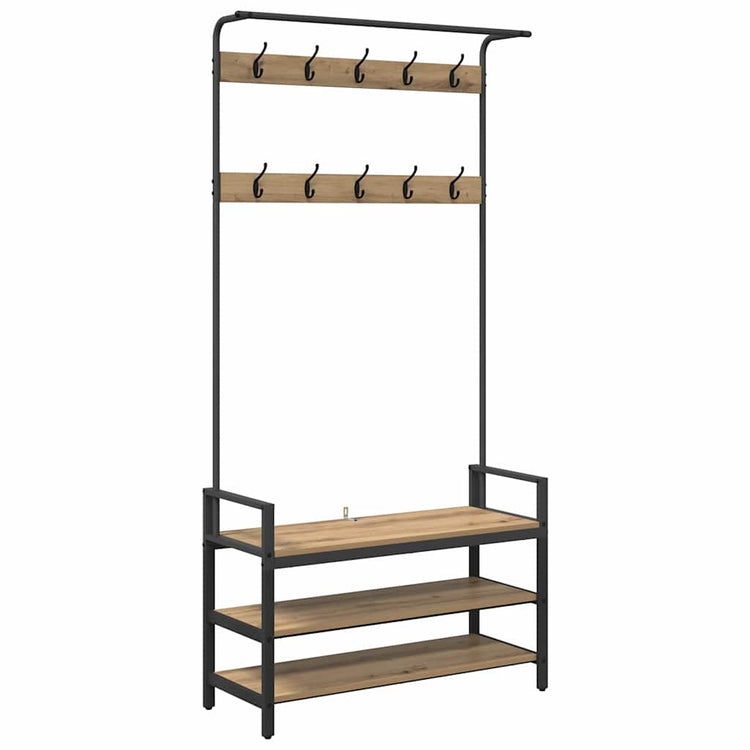 VidaXL porte-manteau avec étagère chêne artisanal 95 x 34 x 184 cm bois traité