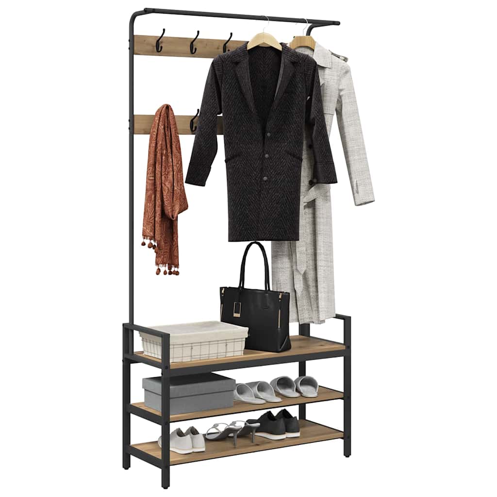 VidaXL porte-manteau avec étagère chêne artisanal 95 x 34 x 184 cm bois traité