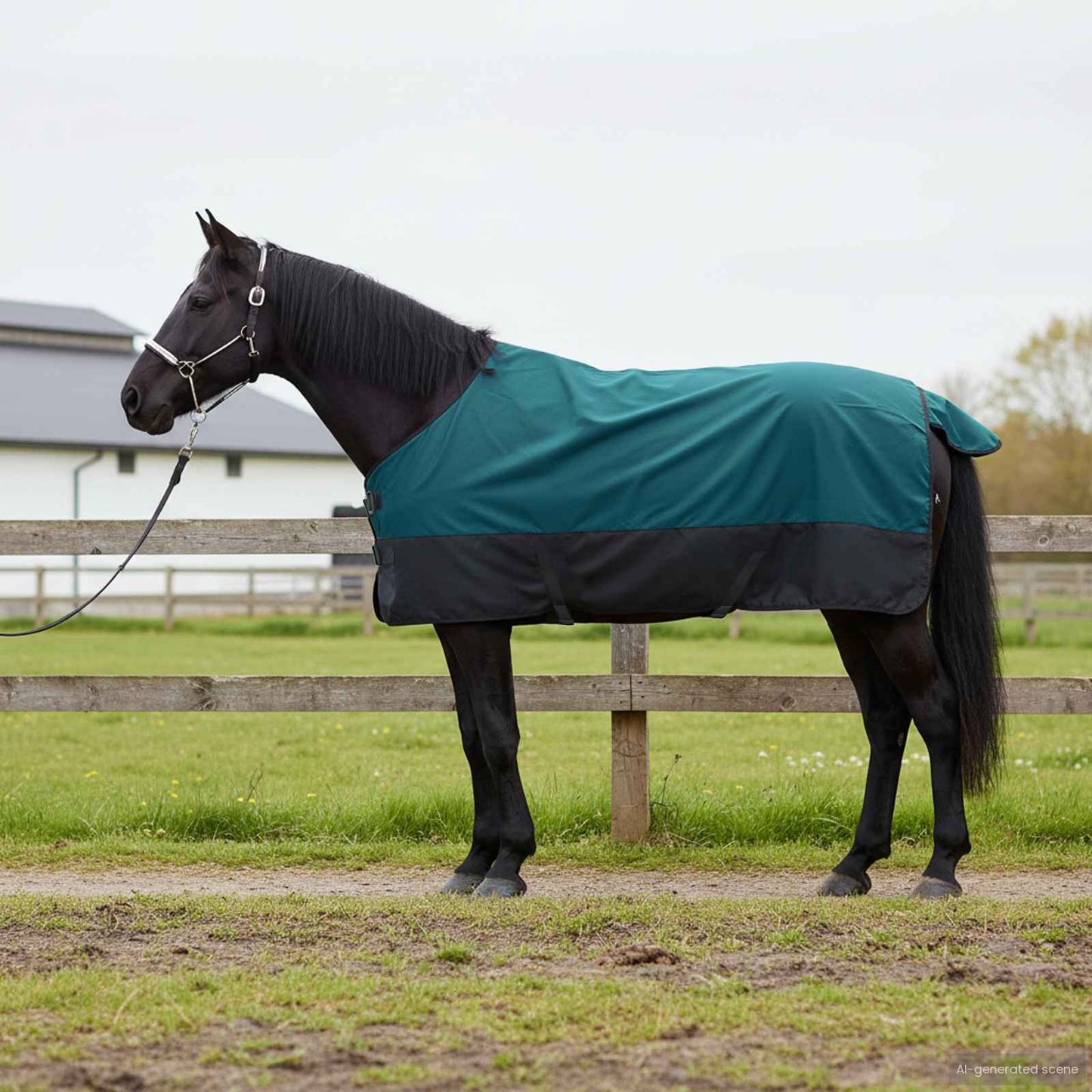 Vidaxx couverture pour cheval vert foncé et noir 75 cm polyester
