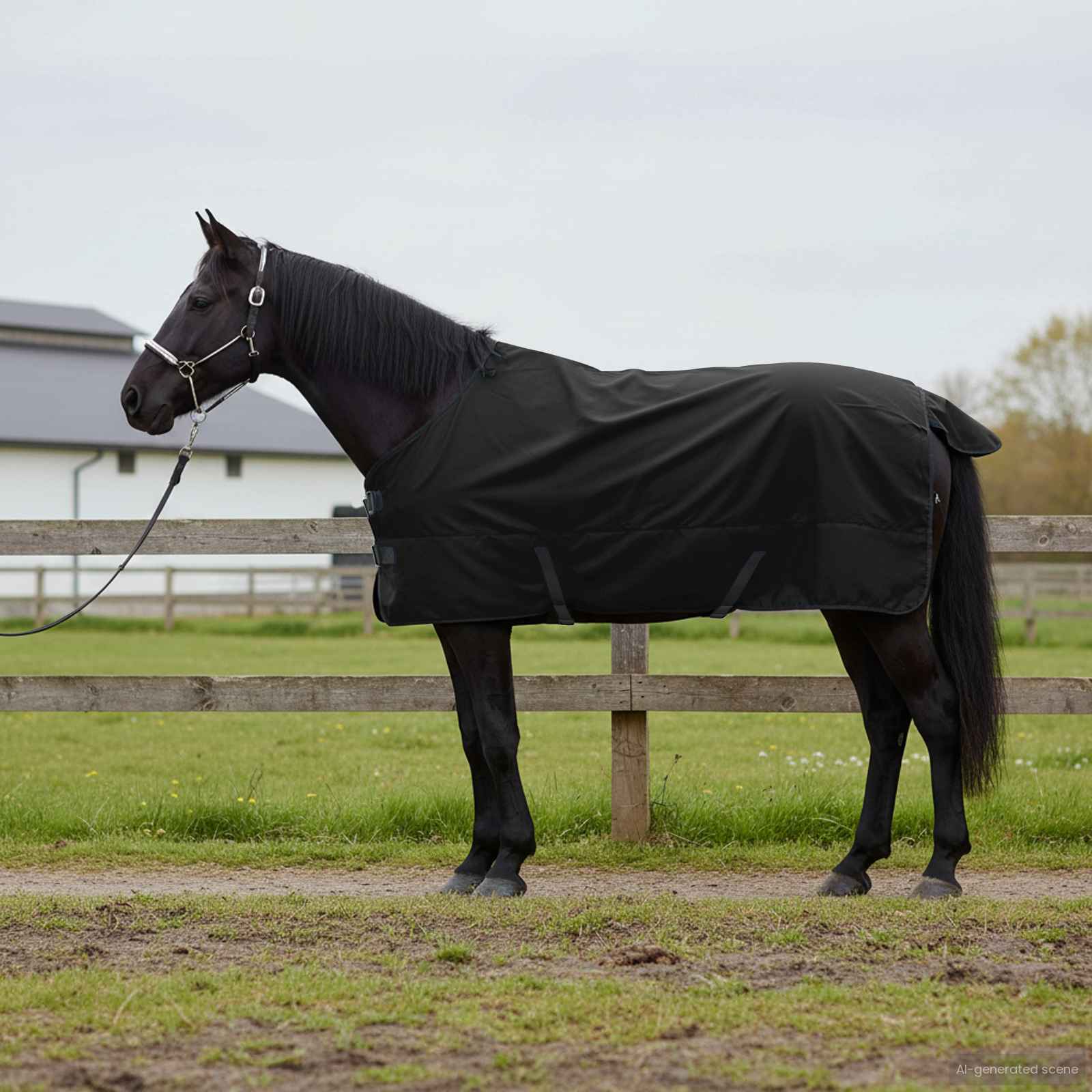 Vidaxx couverture pour cheval vert foncé et noir 125 cm polyester