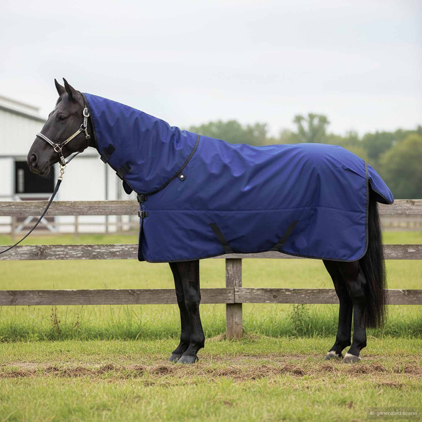 Vidaxx couverture pour cheval vert foncé et noir 155 cm polyester