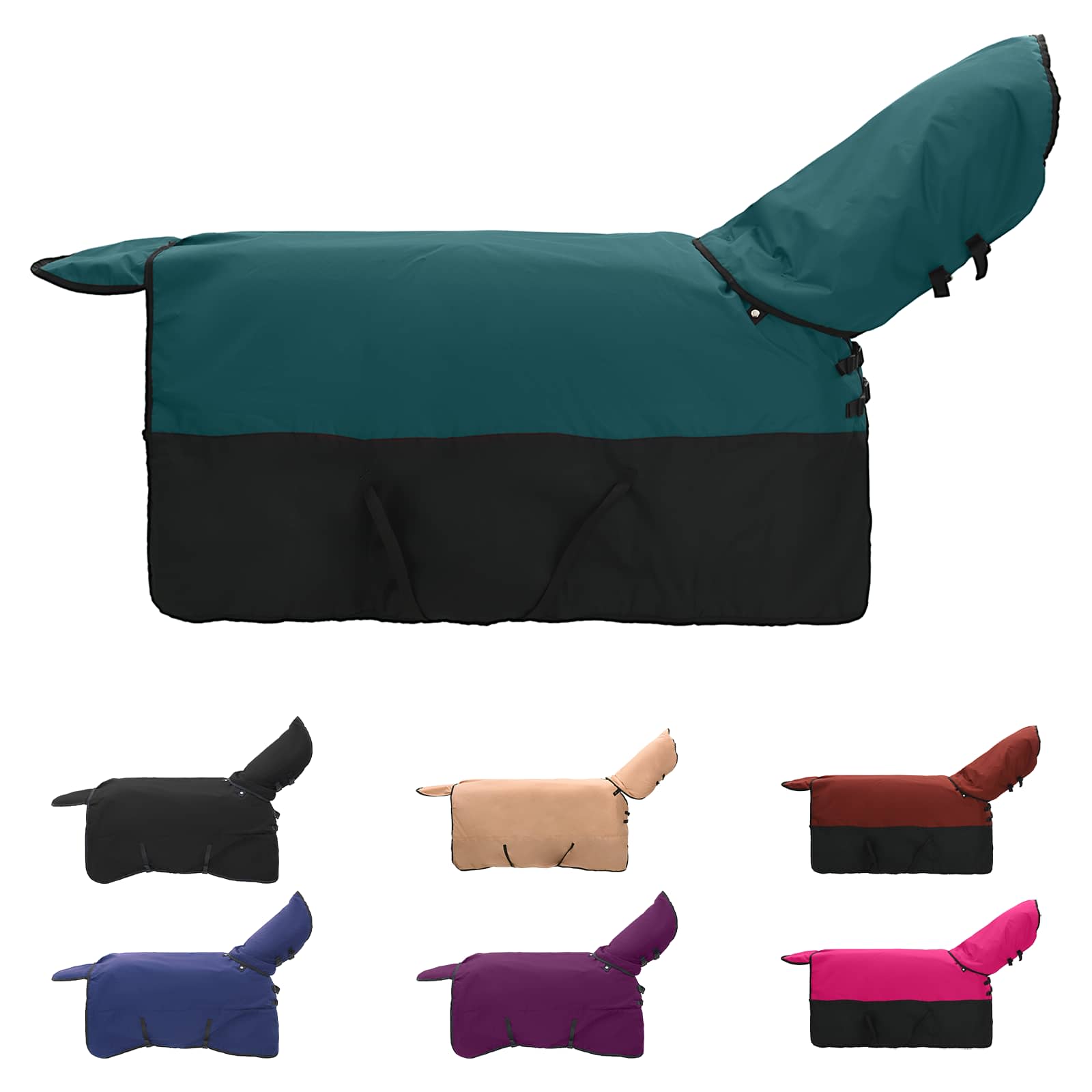 Vidaxx couverture pour cheval vert foncé et noir 155 cm polyester
