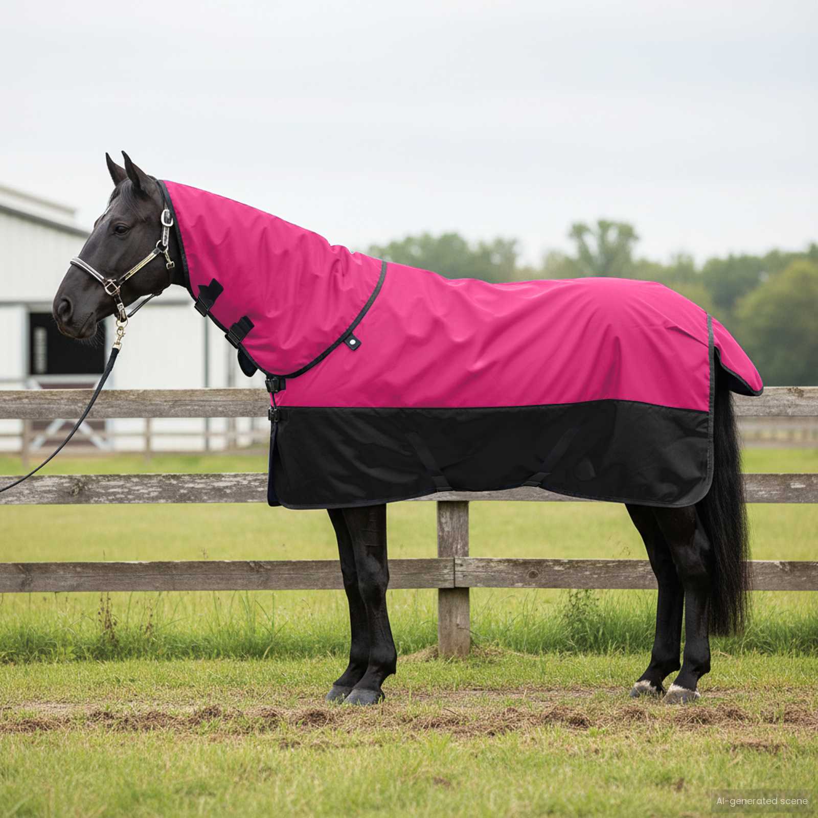 Vidaxx couverture pour cheval rose et noir 165 cm polyester
