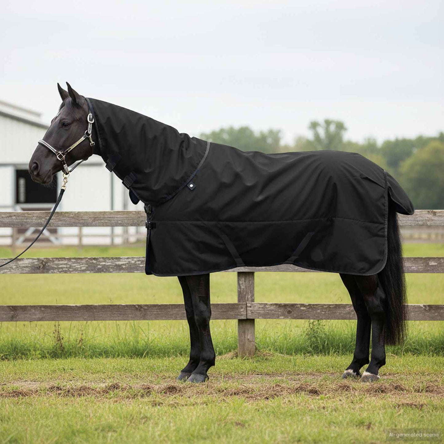 Vidaxx couverture pour cheval vert foncé et noir 125 cm polyester