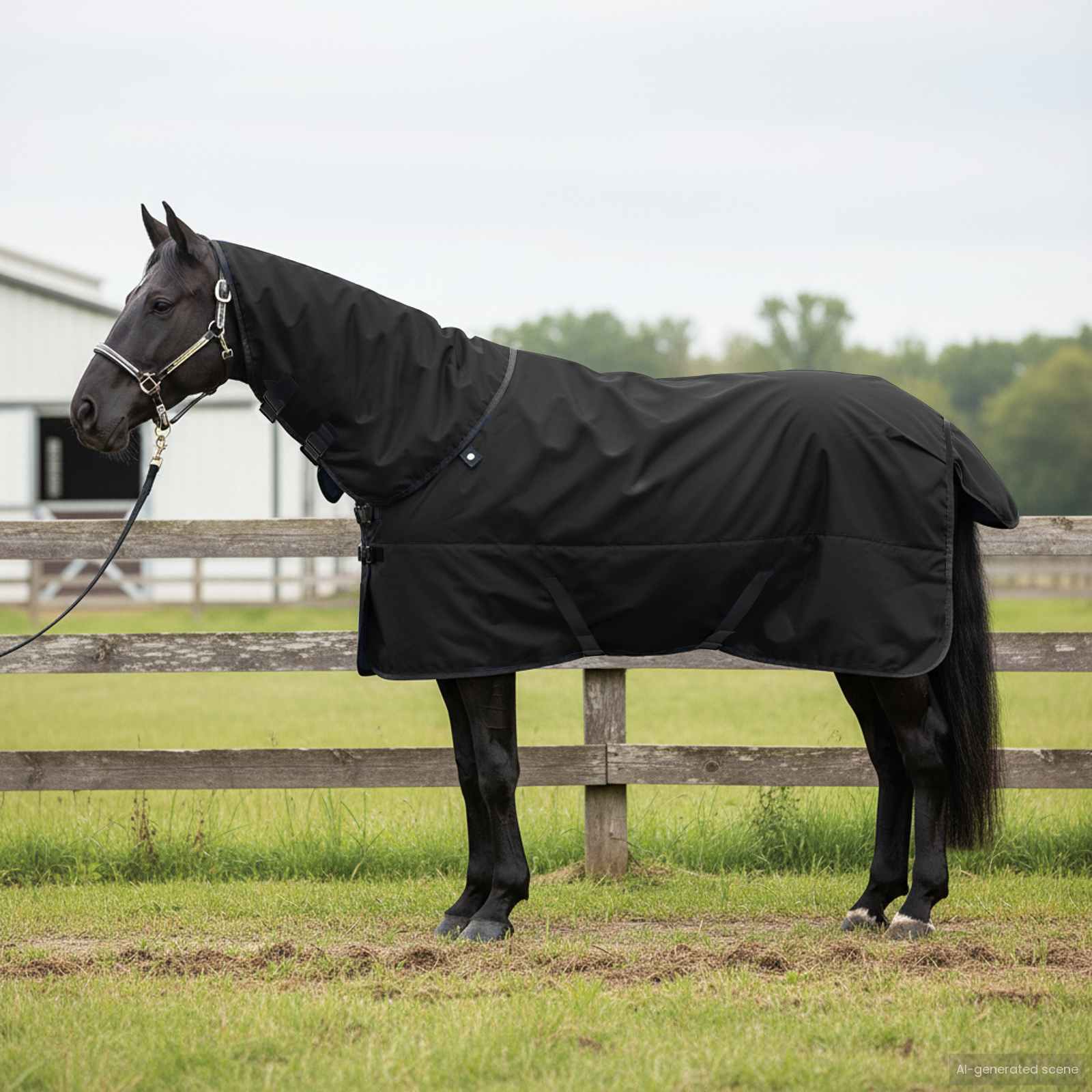 Vidaxx couverture pour cheval vert foncé et noir 125 cm polyester