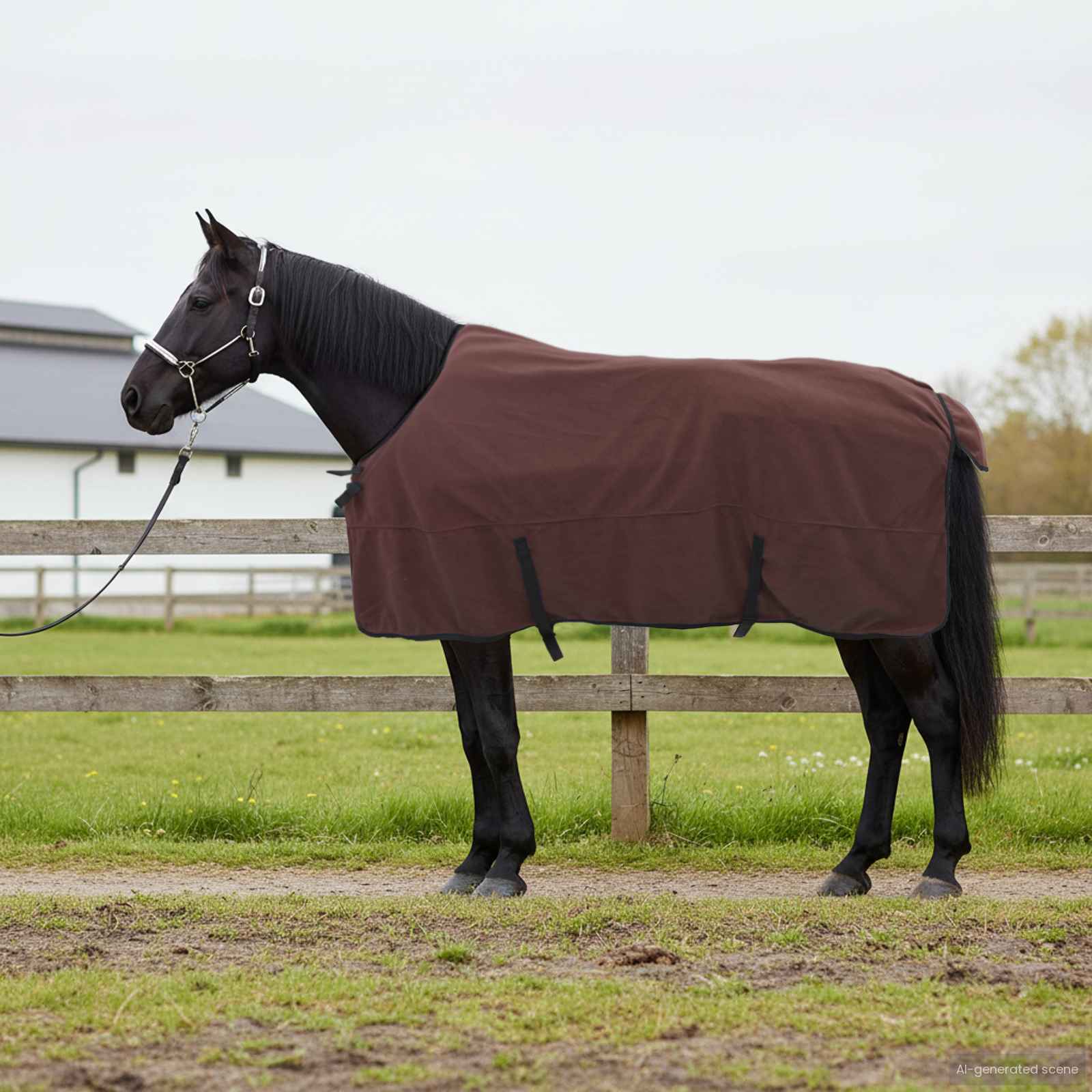 VidaXL couverture pour cheval entièrement en polyester marron foncé