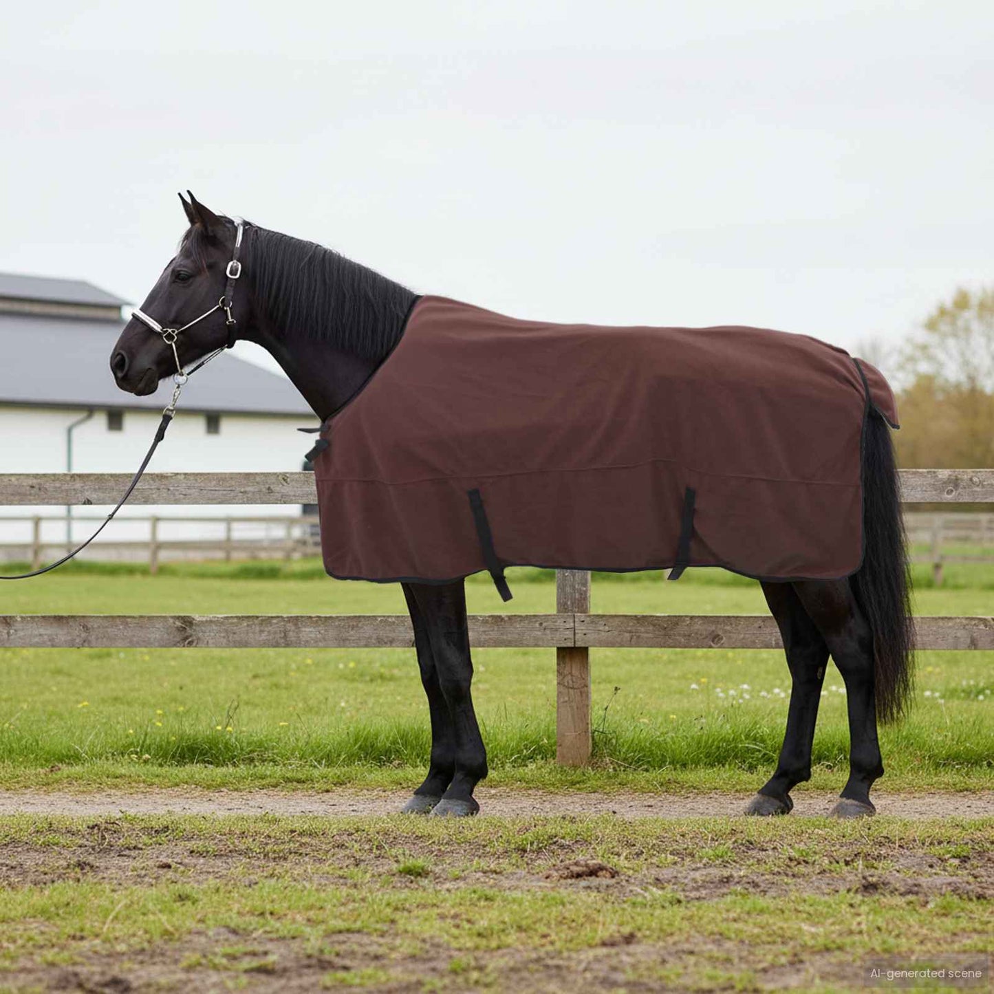 VidaXL couverture pour cheval entièrement en polyester marron foncé