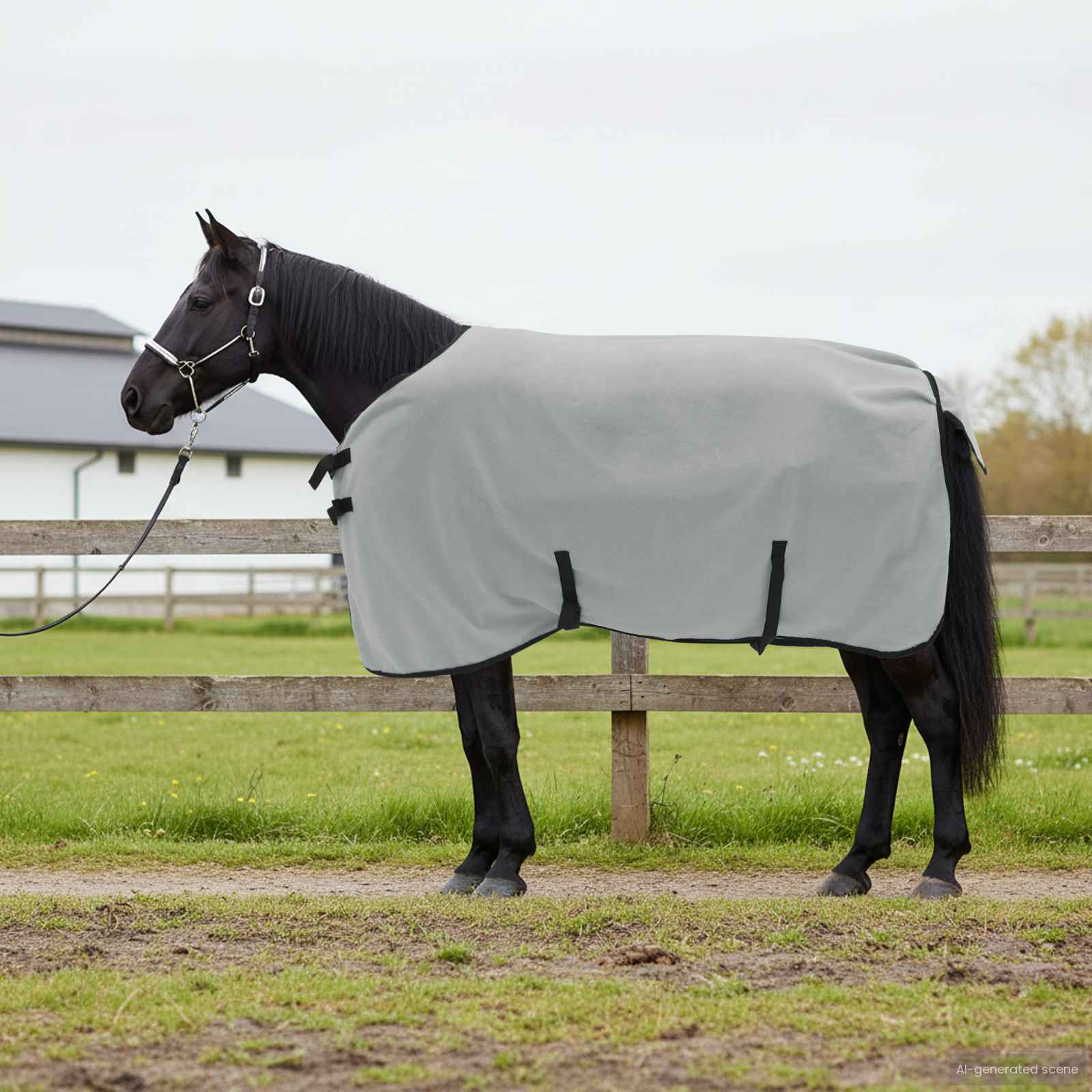 Couverture pour cheval VidaXL entièrement en polyester gris clair et rose