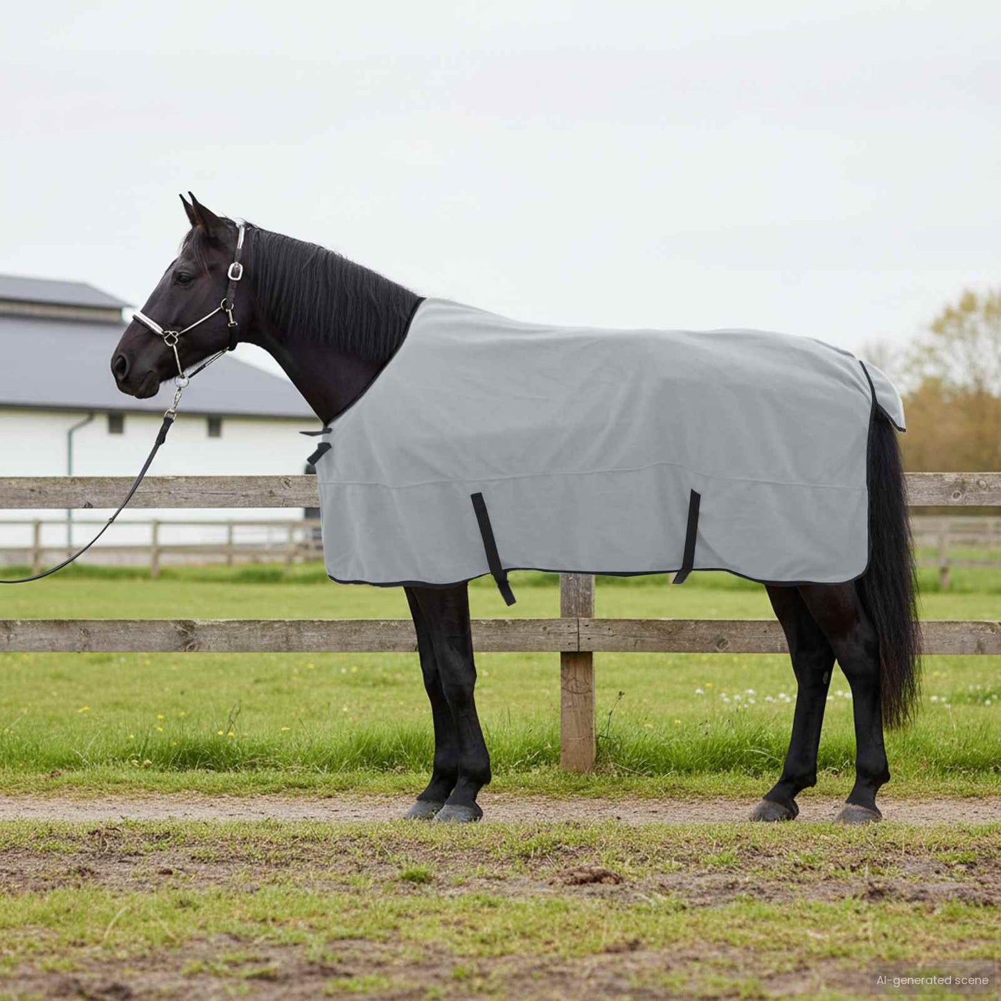 Couverture pour cheval VidaXL entièrement en polyester gris clair et rose