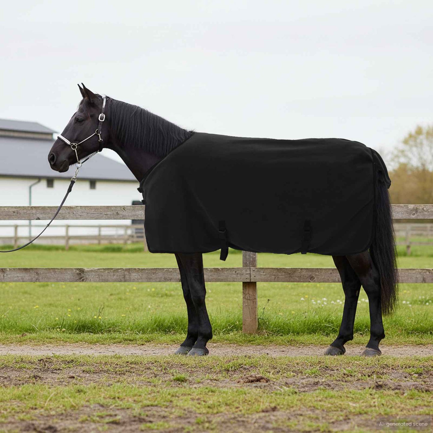 Vidaxxl couverture cheval noir polyester