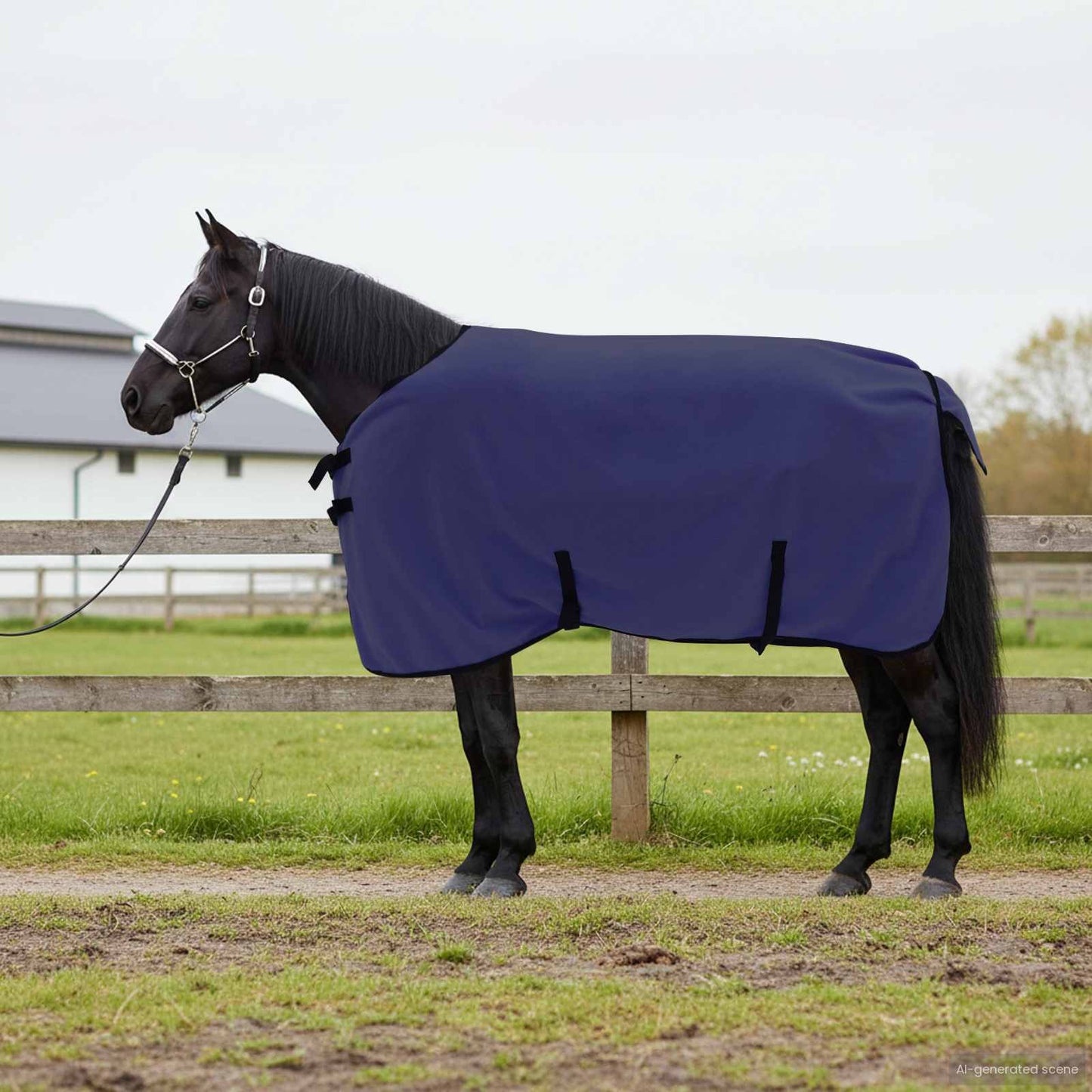 VidaXL couverture cheval bleu marine polyester