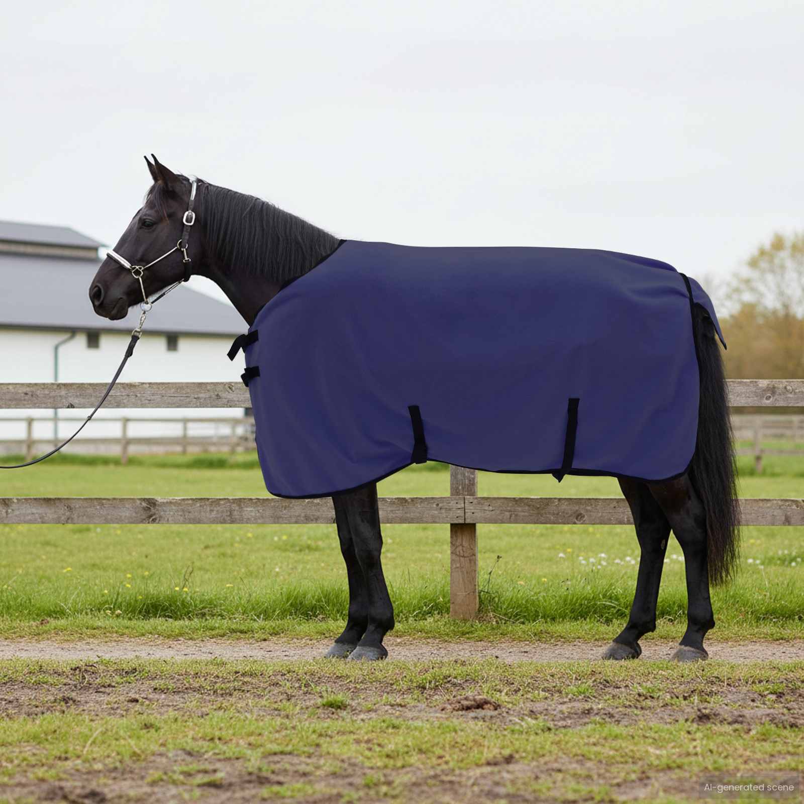 VidaXL couverture cheval bleu marine polyester