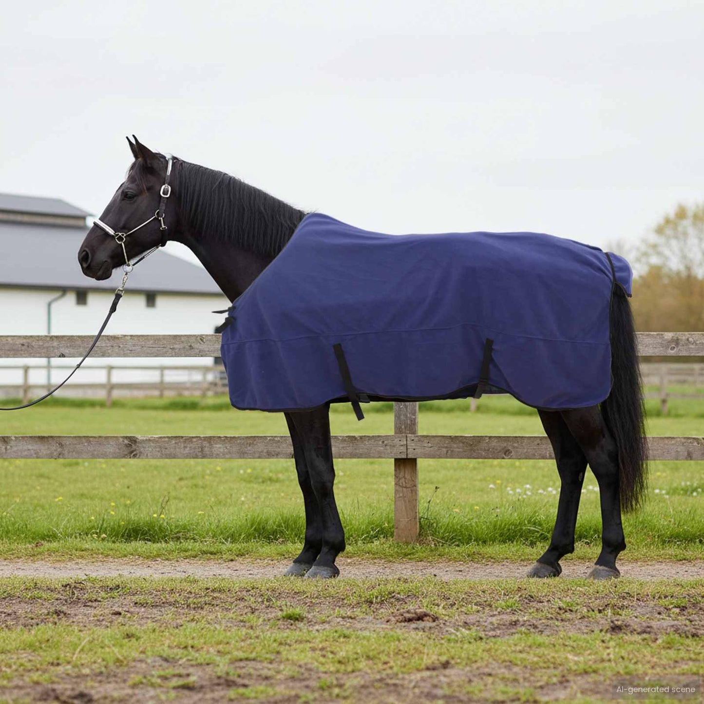 VidaXL couverture cheval bleu marine polyester