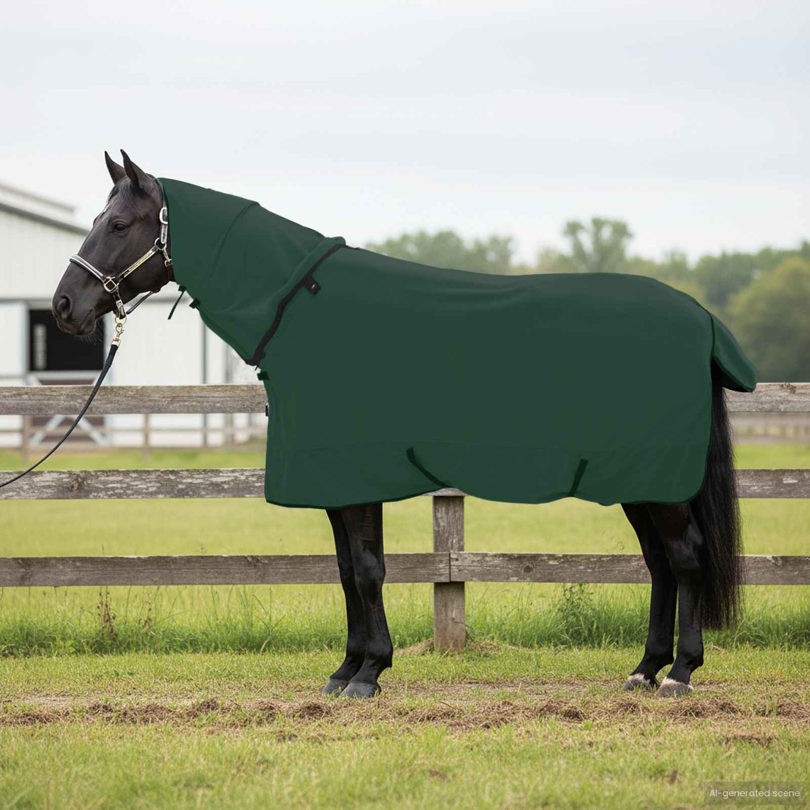 Couverture pour cheval VidaXL entièrement en polyester vert foncé