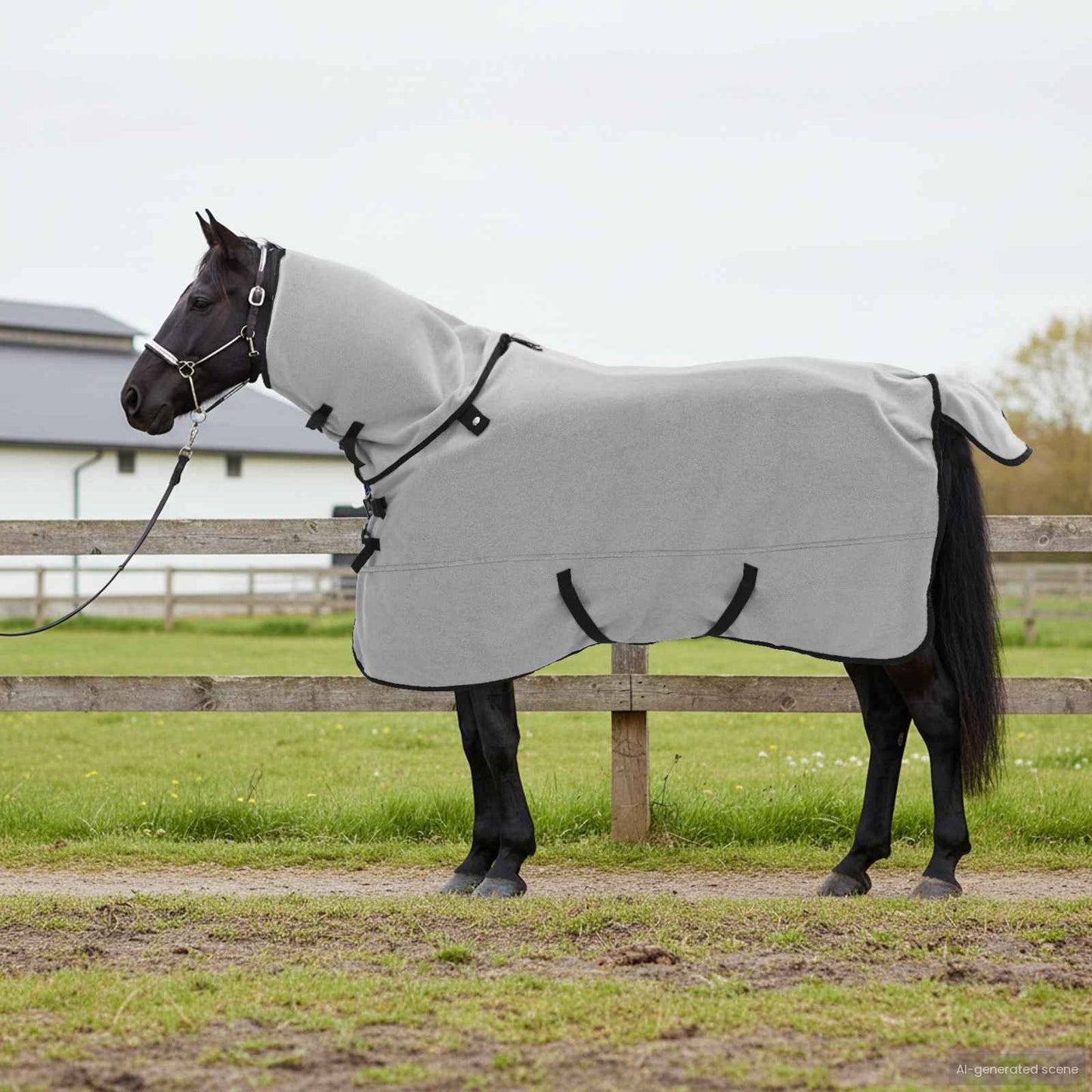 Couverture pour cheval VidaXL entièrement en polyester gris clair et rose