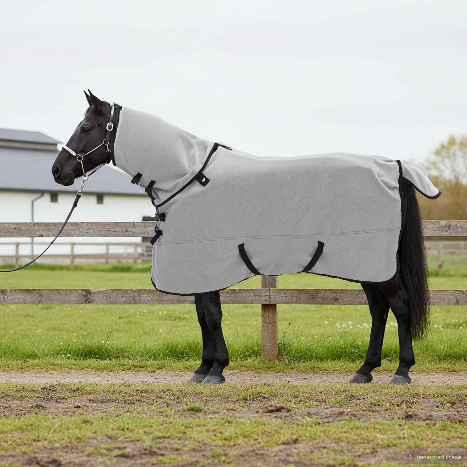 Couverture pour cheval VidaXL entièrement en polyester gris clair et rose