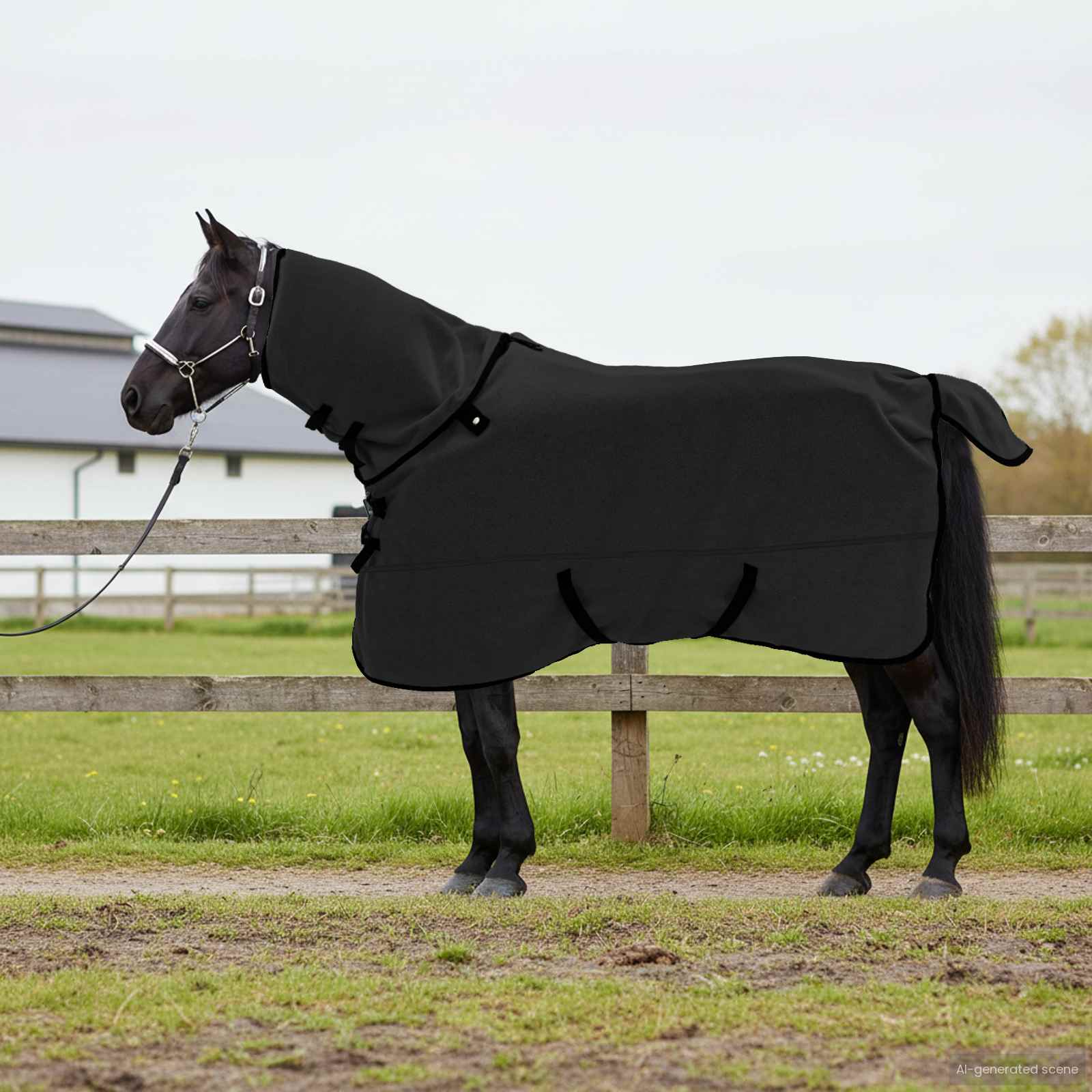 Vidaxxl couverture cheval noir polyester