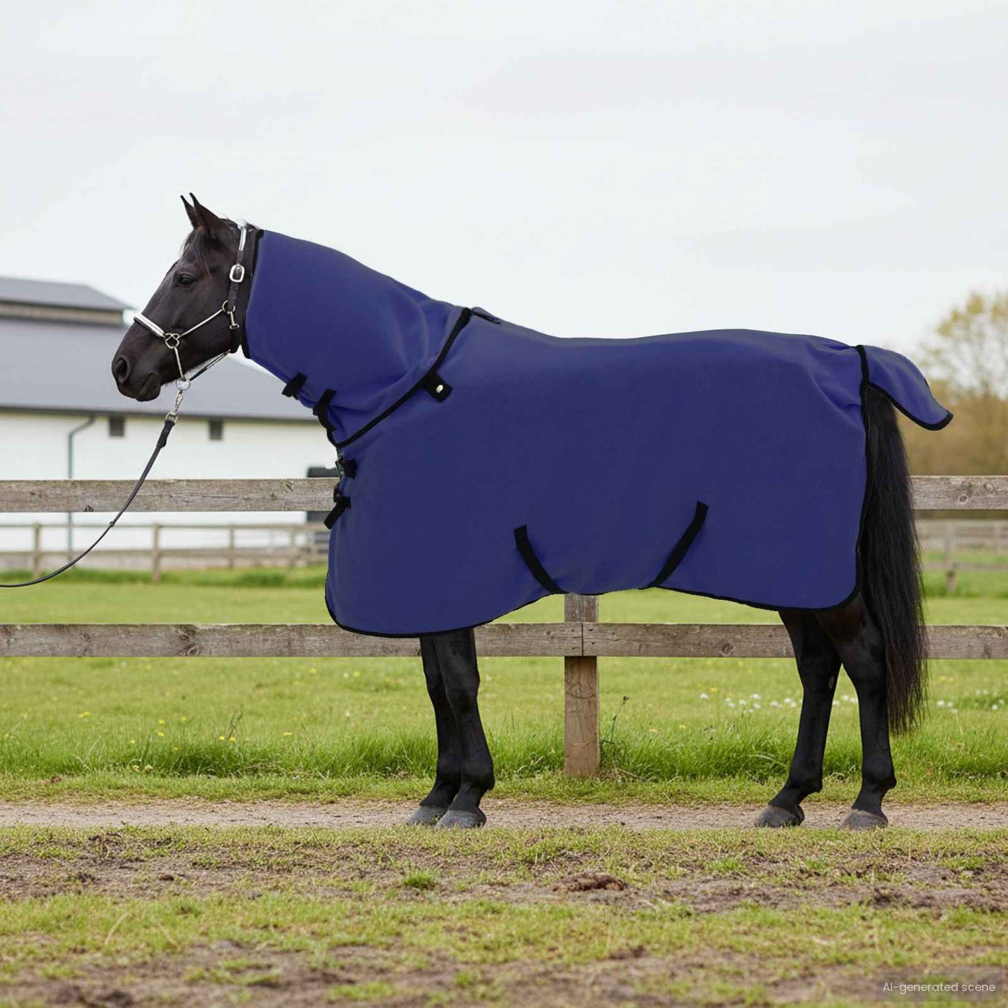 VidaXL couverture cheval bleu marine polyester