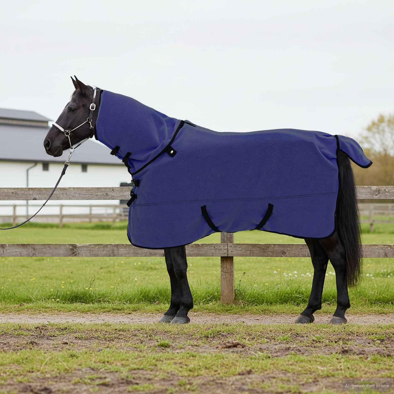 VidaXL couverture cheval bleu marine polyester