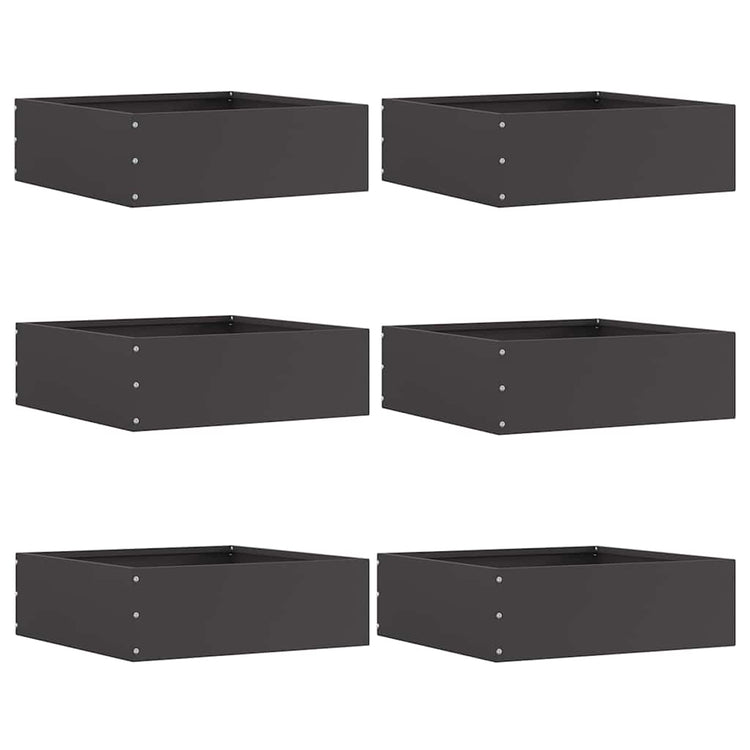 Vidaxl bordure de jardin 6 pcs noir 40 x 40 x 13 cm acier