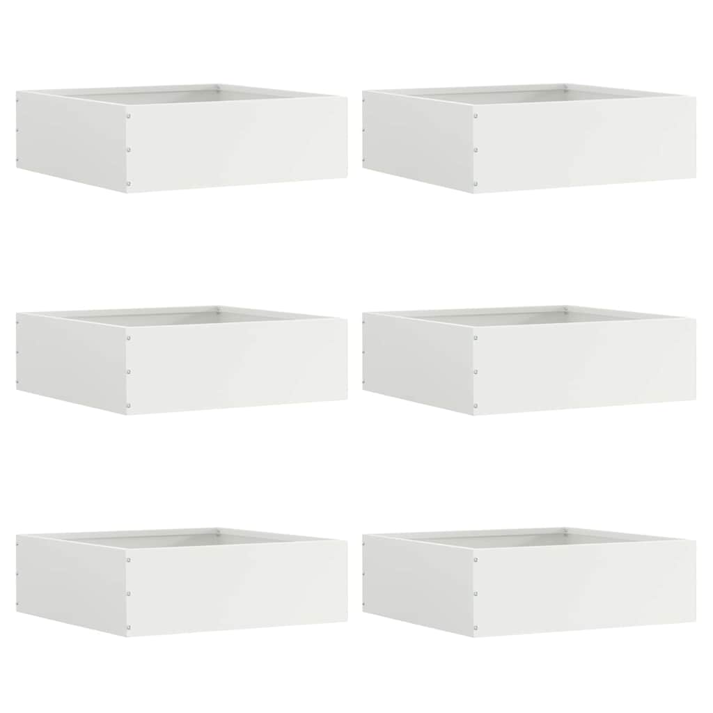 Vidaxxl bordure de jardin 6 pcs blanc 40 x 40 x 13 cm acier