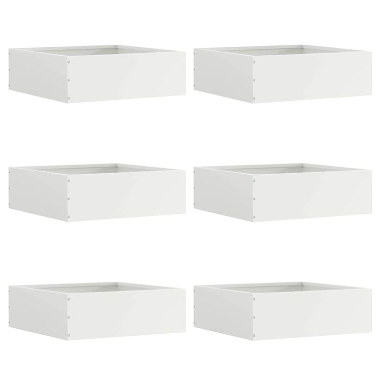 Vidaxxl bordure de jardin 6 pcs blanc 40 x 40 x 13 cm acier
