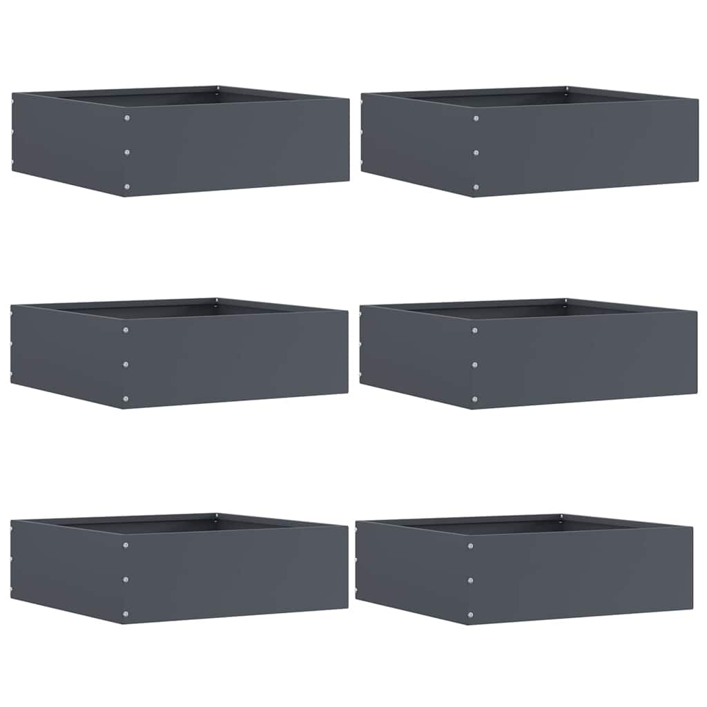 Vidaxl bordure de jardin 6 pcs anthracite 40 x 40 x 13 cm acier