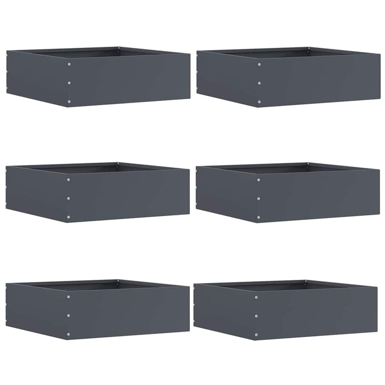 Vidaxl bordure de jardin 6 pcs anthracite 40 x 40 x 13 cm acier