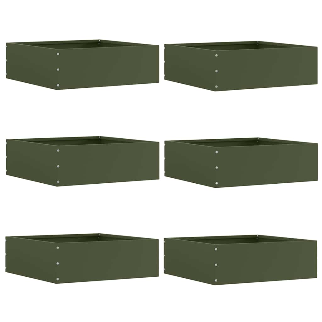 Vidaxl bordure de jardin 6 pcs vert olive 40 x 40 x 13 cm acier