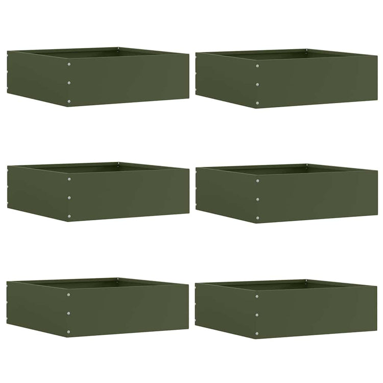 Vidaxl bordure de jardin 6 pcs vert olive 40 x 40 x 13 cm acier
