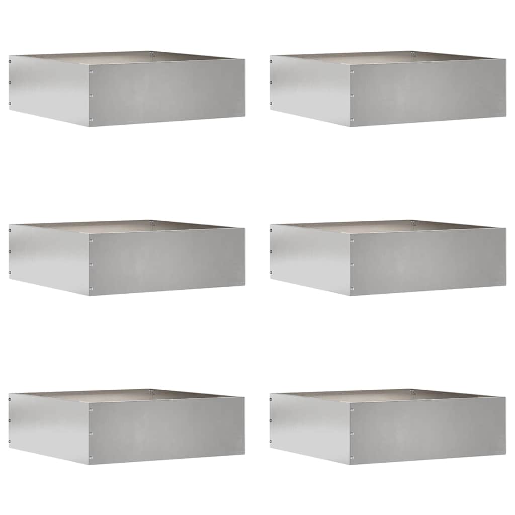 VidaXL bordure de jardin 6 pcs argent 40 x 40 x 13 cm acier inoxydable