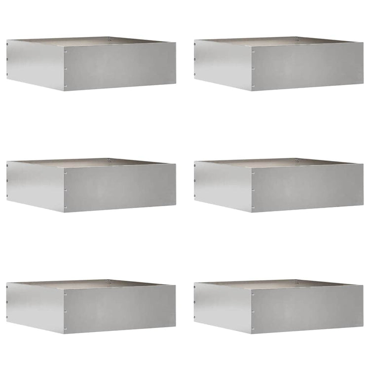 VidaXL bordure de jardin 6 pcs argent 40 x 40 x 13 cm acier inoxydable
