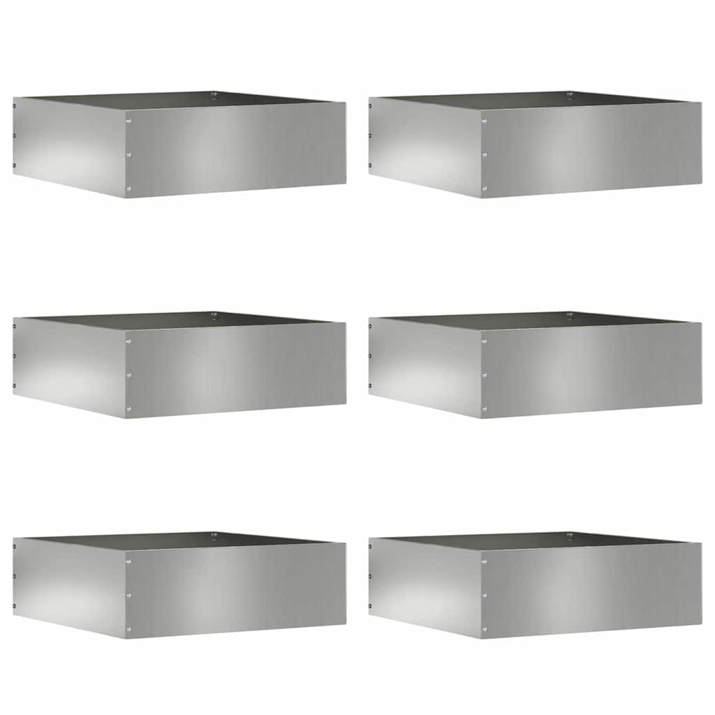 Vidaxl bordure de jardin 6 pcs argent 40 x 40 x 13 cm acier galvanisé