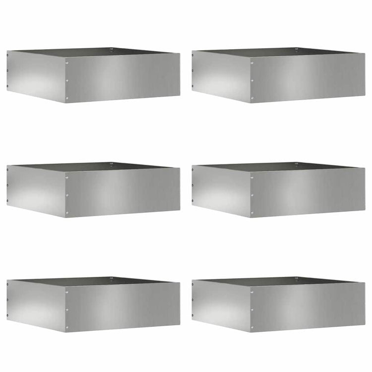 Vidaxl bordure de jardin 6 pcs argent 40 x 40 x 13 cm acier galvanisé