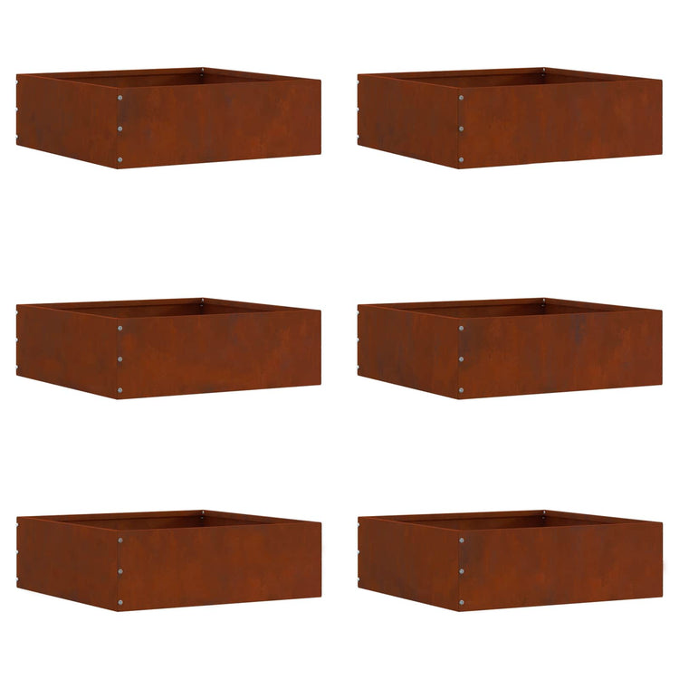 Vidaxl bordure de jardin 6 pcs rouillé 40 x 40 x 13 cm acier corten