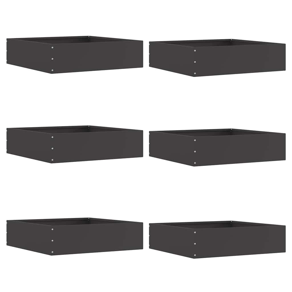 Vidaxl bordure de jardin 6 pcs noir 50 x 50 x 13 cm acier