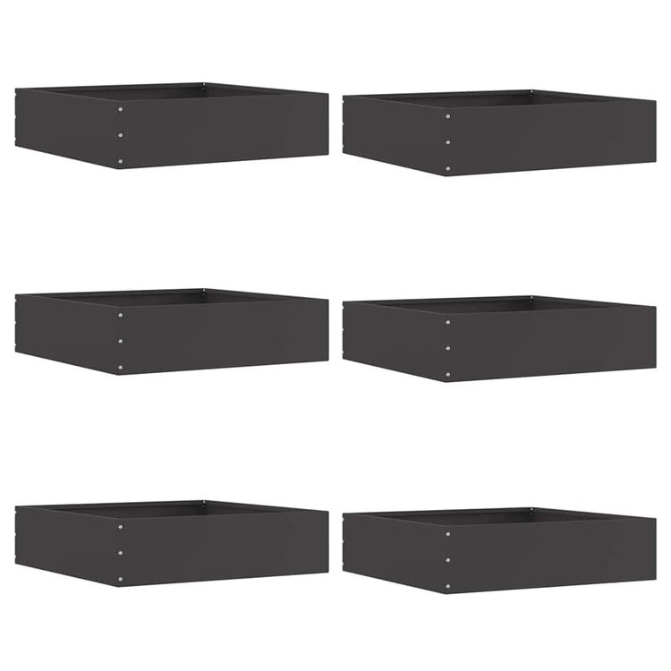 Vidaxl bordure de jardin 6 pcs noir 50 x 50 x 13 cm acier
