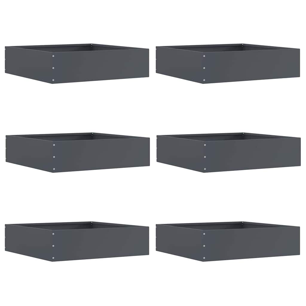 Vidaxl bordure de jardin 6 pcs anthracite 50 x 50 x 13 cm acier
