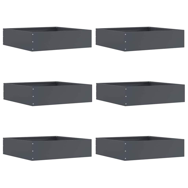 Vidaxl bordure de jardin 6 pcs anthracite 50 x 50 x 13 cm acier