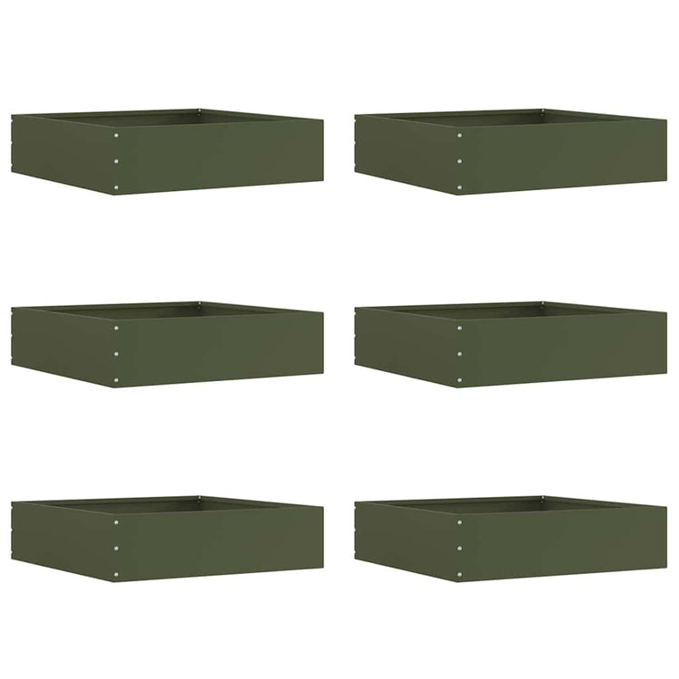 Vidaxl bordure de jardin 6 pcs vert olive 50 x 50 x 13 cm acier