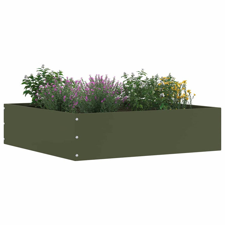 Vidaxl bordure de jardin 6 pcs vert olive 50 x 50 x 13 cm acier