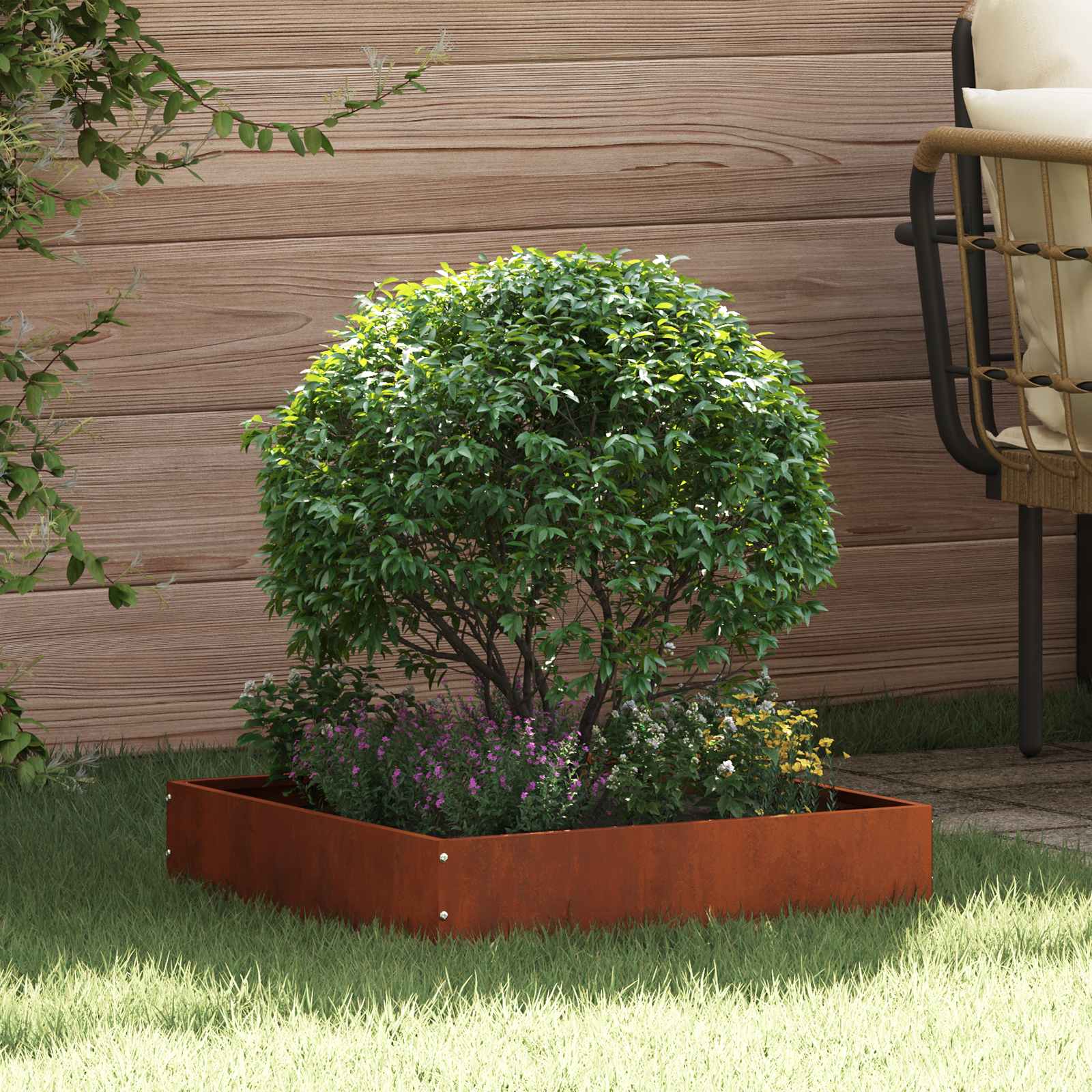 Vidaxl bordure de jardin rouillé 50 x 50 x 13 cm acier corten