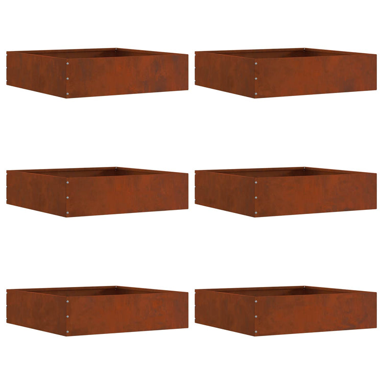 Vidaxl bordure de jardin 6 pcs rouillé 50 x 50 x 13 cm acier corten