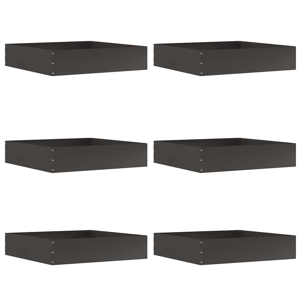 Vidaxl bordure de jardin 6 pcs noir 60 x 60 x 13 cm acier